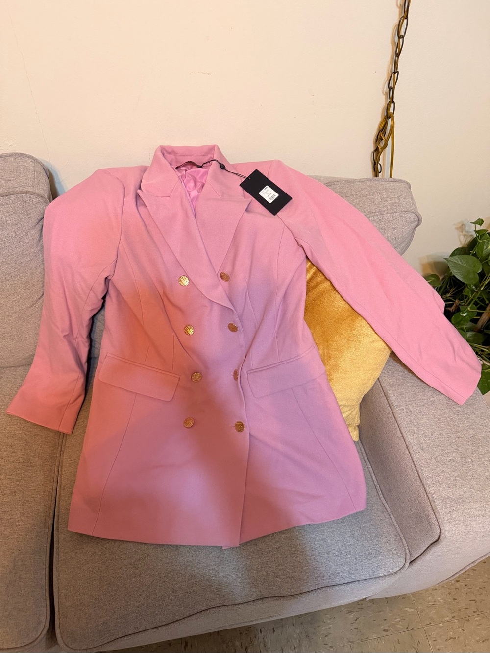 Double-Breasted Pink Blazer Jacket for Women